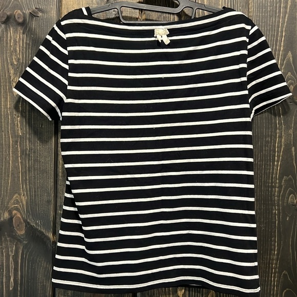 Kate Spade Broome Street Top M Stripe Essential Tee Bow Detail Cotton Stretchy - Picture 4 of 6